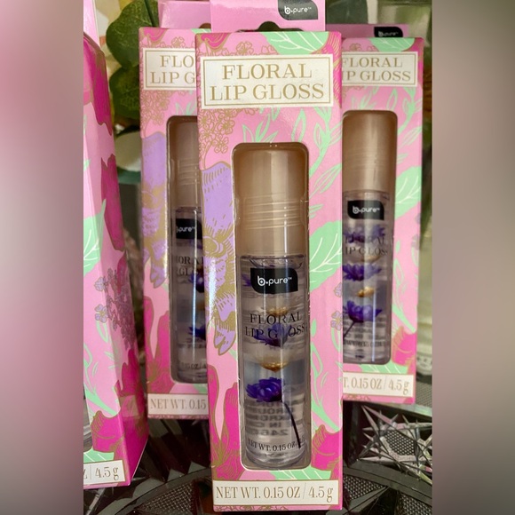 🆕💋 b•pure LIMITED EDITION FLORAL LIP GLOSS SET OF 4. BRAND NEW IN BOX! - Picture 2 of 4